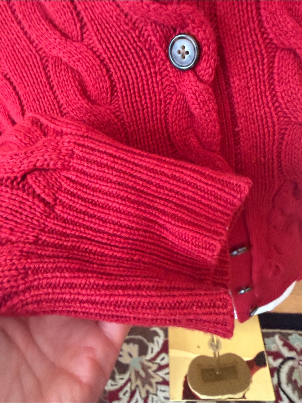 Ralph Lauren Red M Cable Knit Cardigan original price $268 - Picture 7 of 13